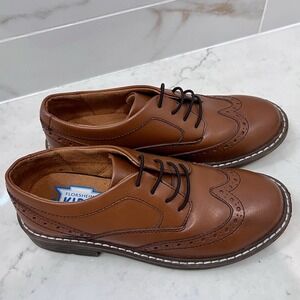 Florsheim Kids Boys Wingtip Oxford Shoes Leather Size 3 M Cognac Brown